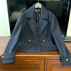 Zara - NEW navy blue double breasted jacket